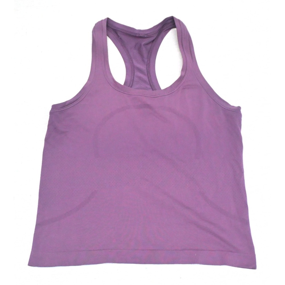 Lululemon Womens Plum Racerback Yoga Tank Top Seamless Mesh Back Reflective Logo